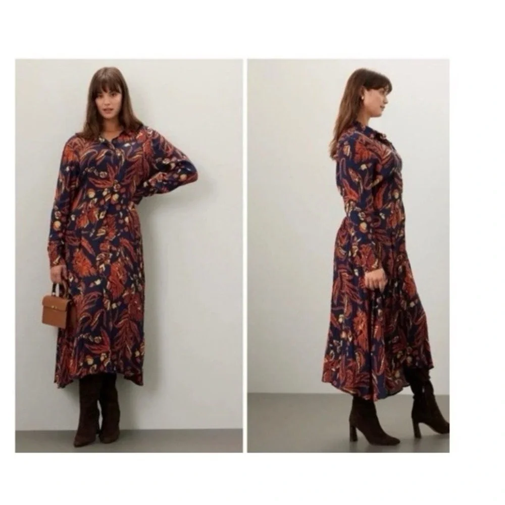 Thakoon Collective Floral Maxi Dress Collared Long Sleeve - Picture 4 of 9
